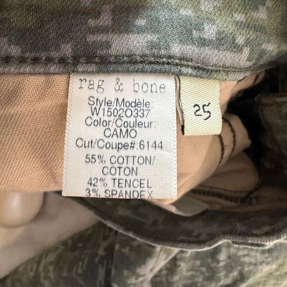 Rag & Bone Jeans Women's 25 Green The Skinny Pants in Digital CAMO Raw Hems - Picture 15 of 16